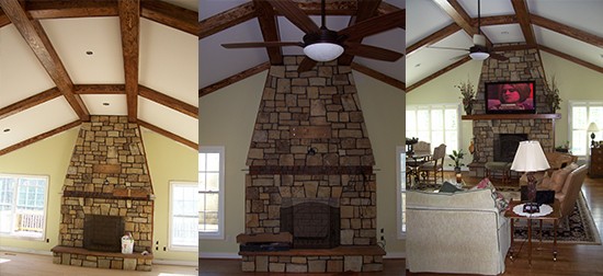 New 2 story stone fire place